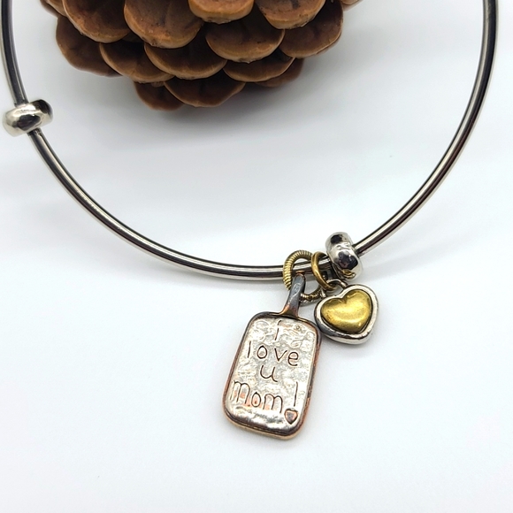 Brighton "Art & Soul Collection,"I LOVE U MOM" Scripted Son's Bangle Bracelet - Picture 2 of 10